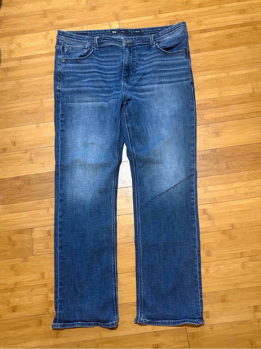 BKE Tyler Jeans Mens 40x32 Blue Straight Leg Stretch Denim Buckle Western